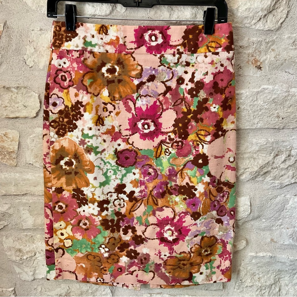 J. Crew Watercolor Floral Pastiche Pencil Skirt - size 0